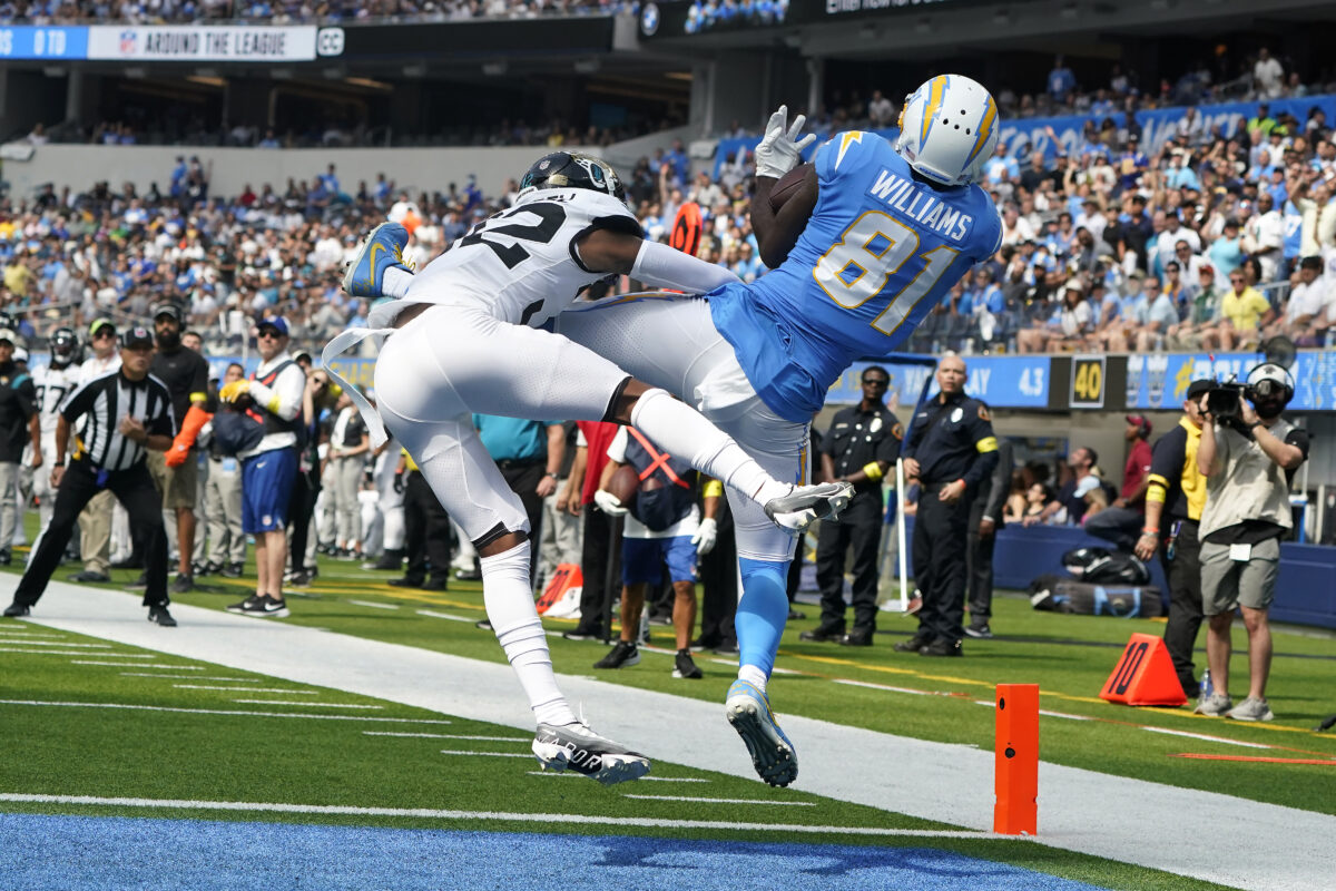 Watch: Chargers WR Mike Williams toe taps in the end zone vs. Jaguars