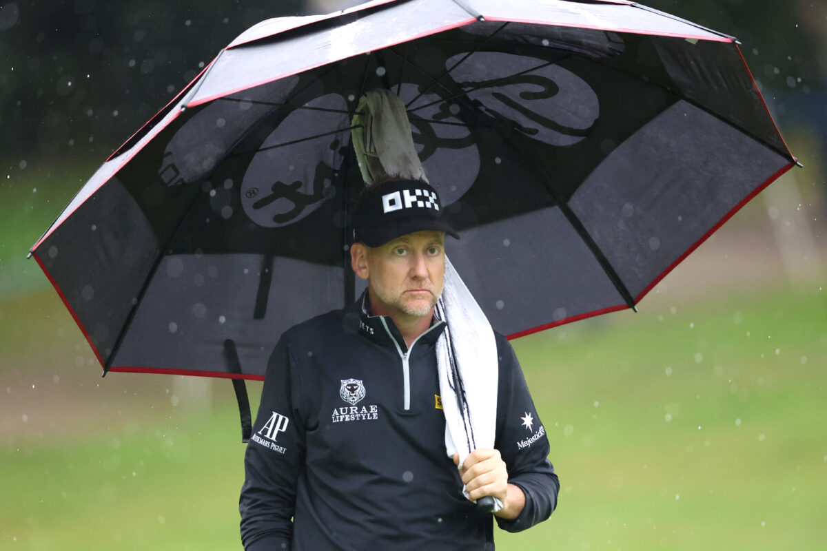 ‘I have a right to wear it’: Despite being asked not to, Ian Poulter wears ‘Majesticks’ LIV Golf logo during first round of BMW PGA Championship
