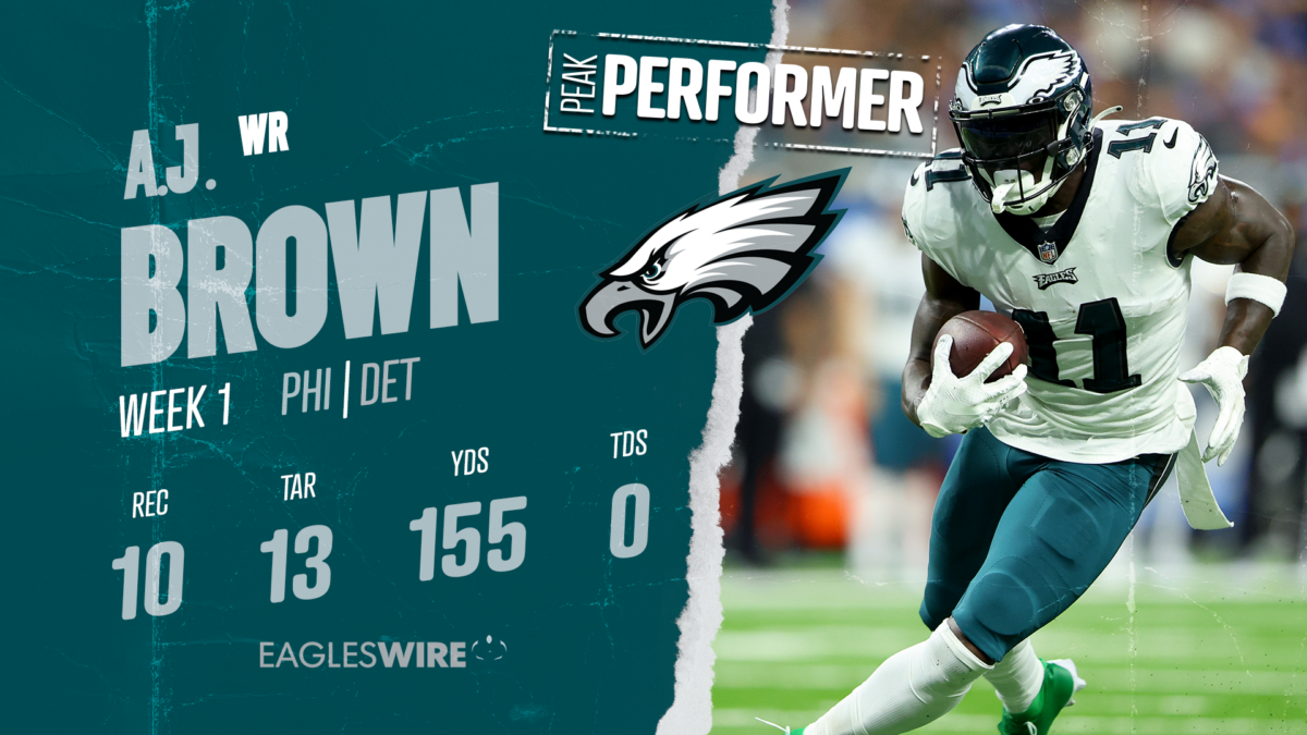 A.J. Brown has record setting debut for Eagles in 38-35 win over Lions in Week 1