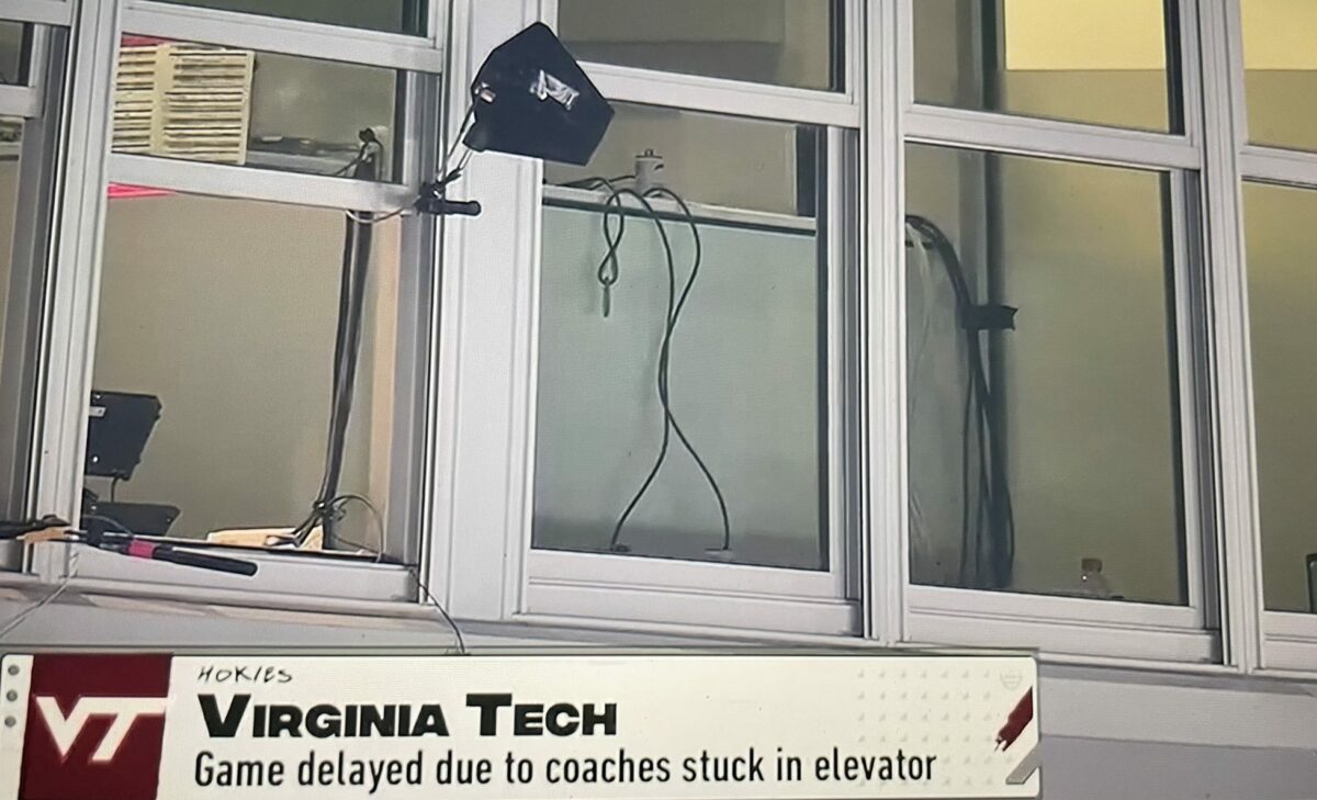 Virginia Tech coaches got stuck in an elevator, delaying second half, and fans had so many jokes