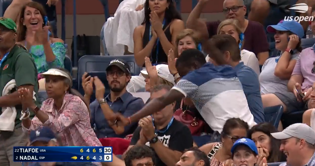 This U.S. Open fan had an electric reaction to Frances Tiafoe’s sweet shot in win over Rafael Nadal