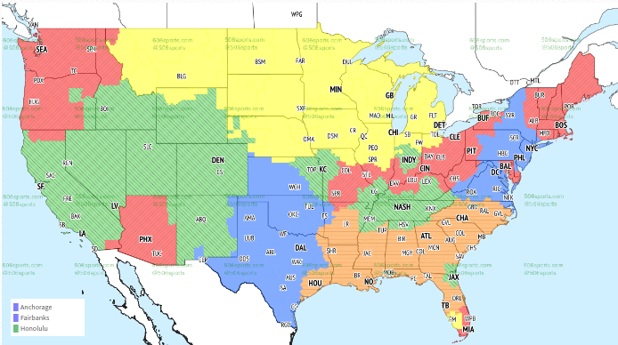 TV coverage map for Eagles at Commanders in Week 3