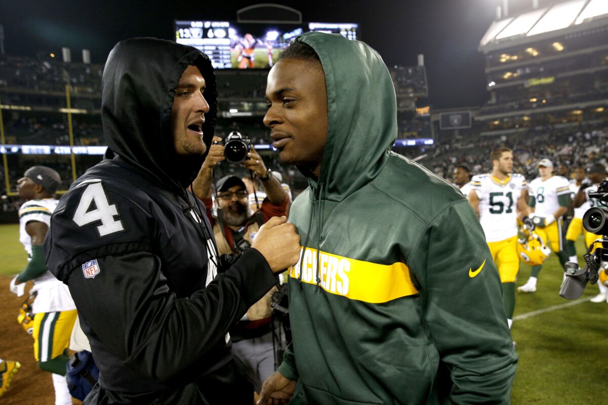 Davante Adams used to wear a Raiders shirt during offseason workouts with Derek Carr