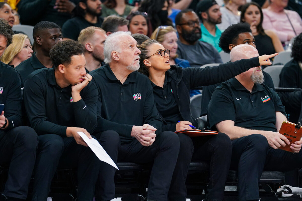 Gregg Popovich came to the Aces’ locker room to crack jokes and give props following their Game 2 Finals win