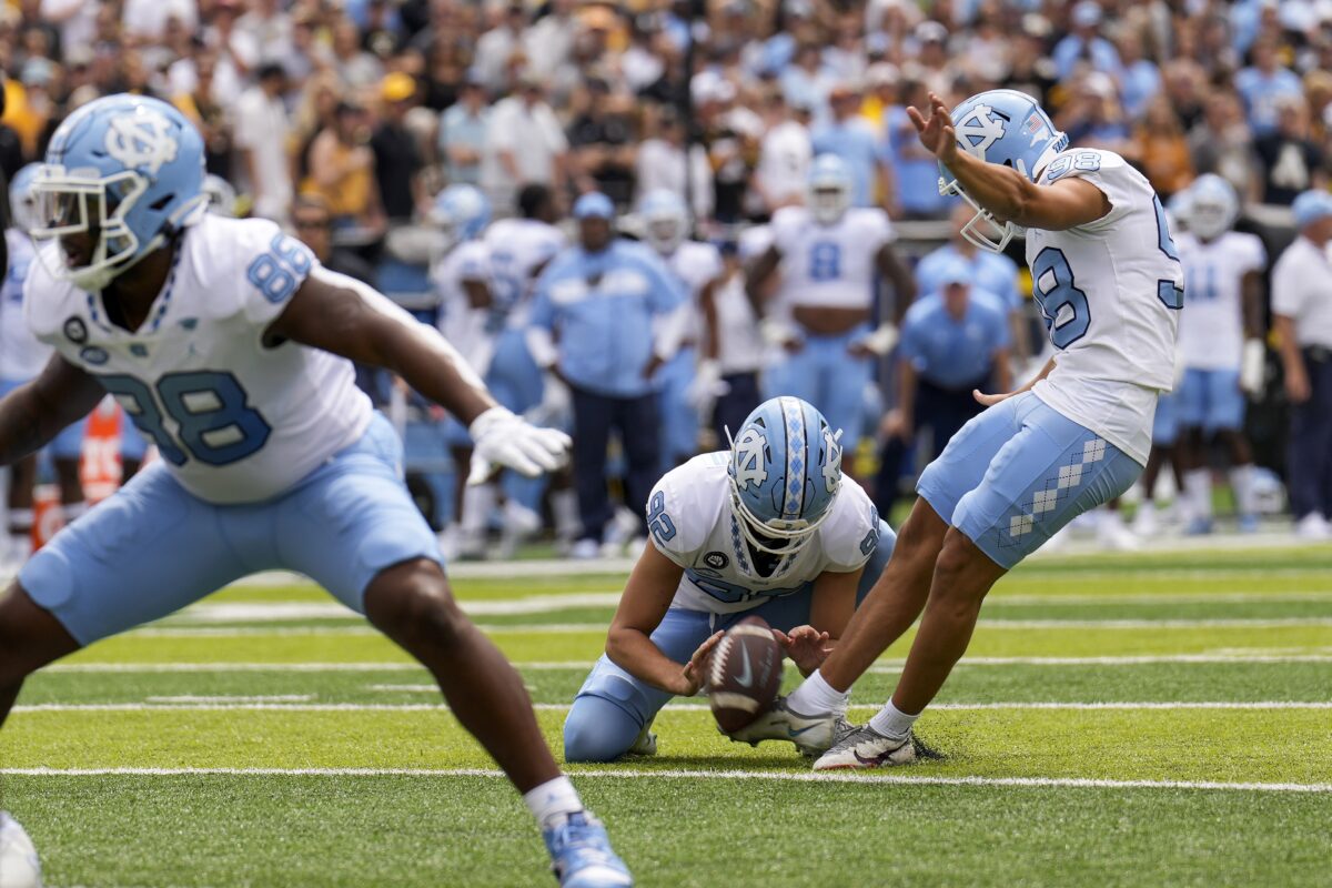 UNC football helmet stickers for Week 1 win at Appalachian State