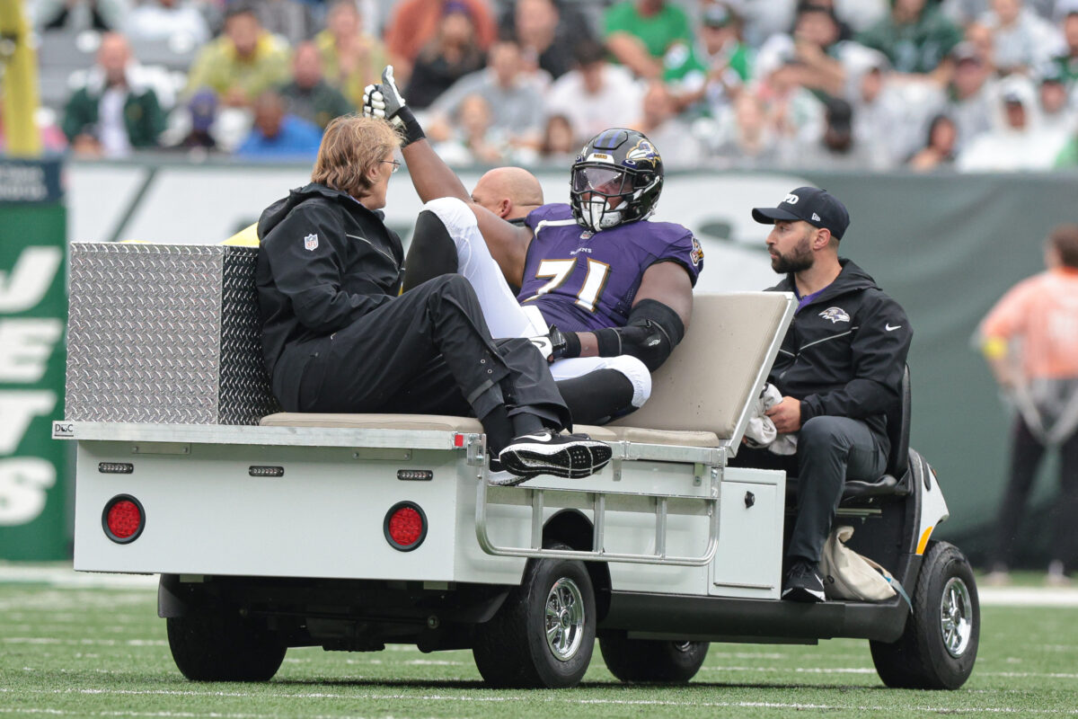 Ravens OT Ja’Wuan James carted off of field, ruled out for rest of game vs. Jets