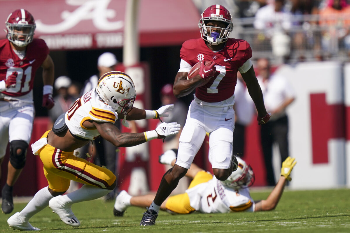 WATCH: Alabama blocks punt and scoops it up for a TD