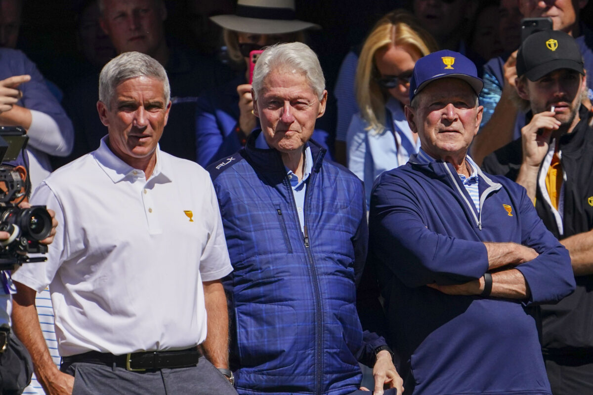Photos: Former Presidents George W. Bush and Bill Clinton join the festivities on the first tee at Quail Hollow