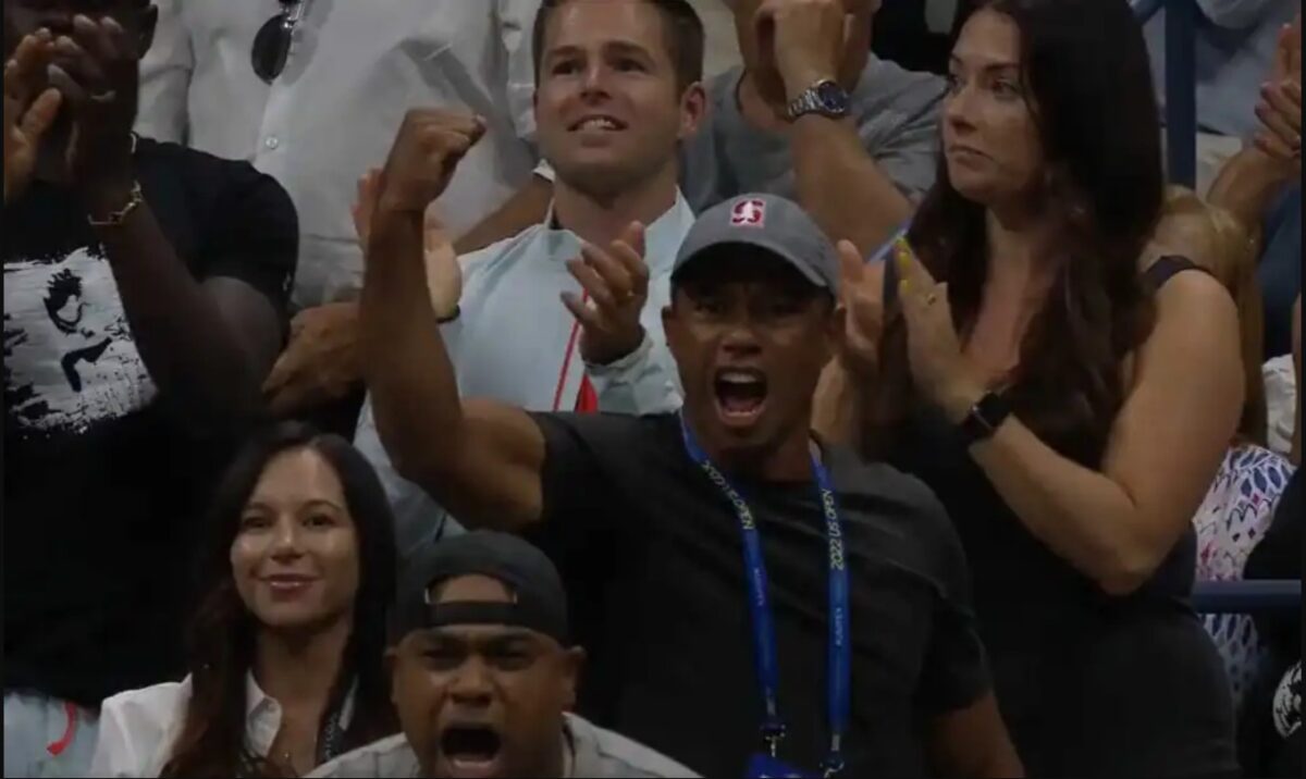 La celebración de Tiger Woods mientras le echaba porras a Serena Williams fue épica