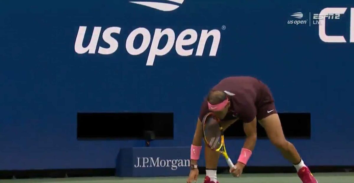 Rafael Nadal somehow bloodied his face with his own racquet at the U.S. Open