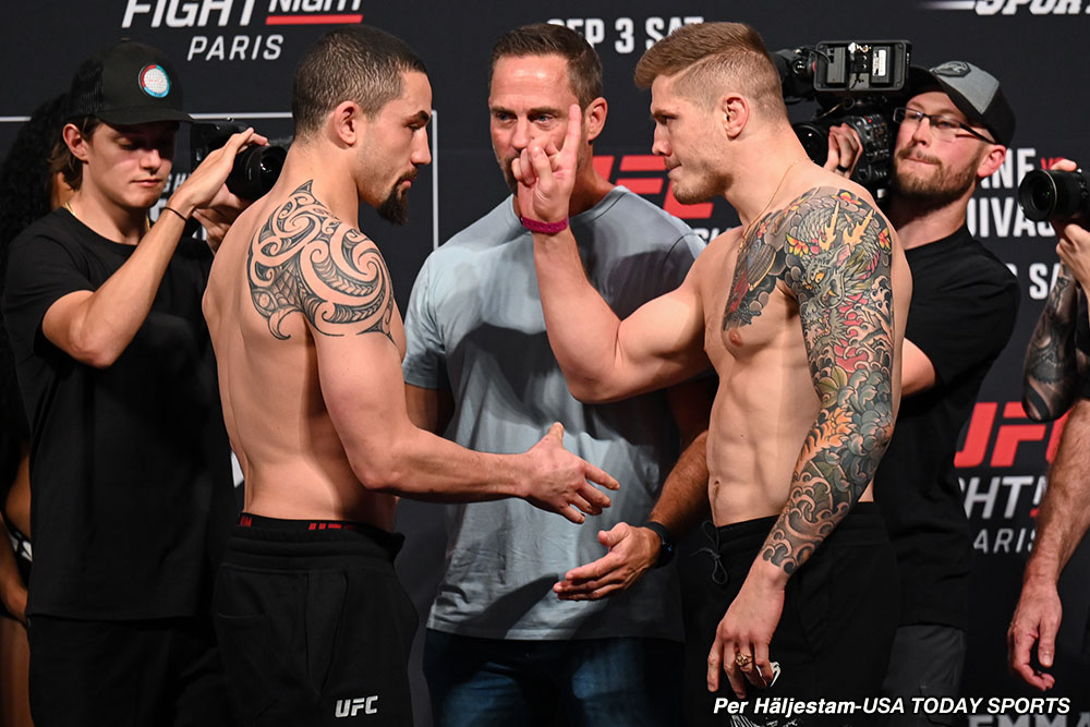 UFC Fight Night 209 faceoff video: Marvin Vettori rejects Robert Whittaker’s handshake attempt