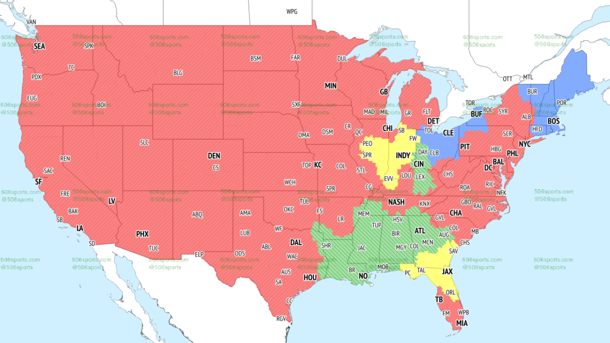 If you’re in the yellow, you’ll get Colts vs. Jaguars on TV