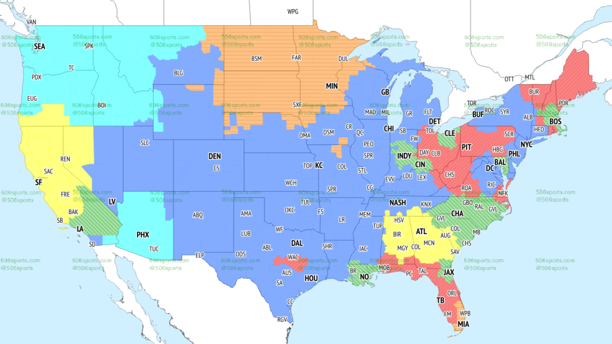 NFL Week 6 TV broadcast maps