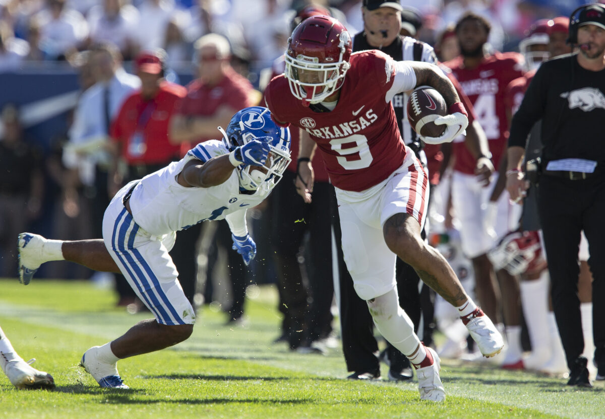 How does the ESPN Football Power Index forecast Arkansas’ final five games?