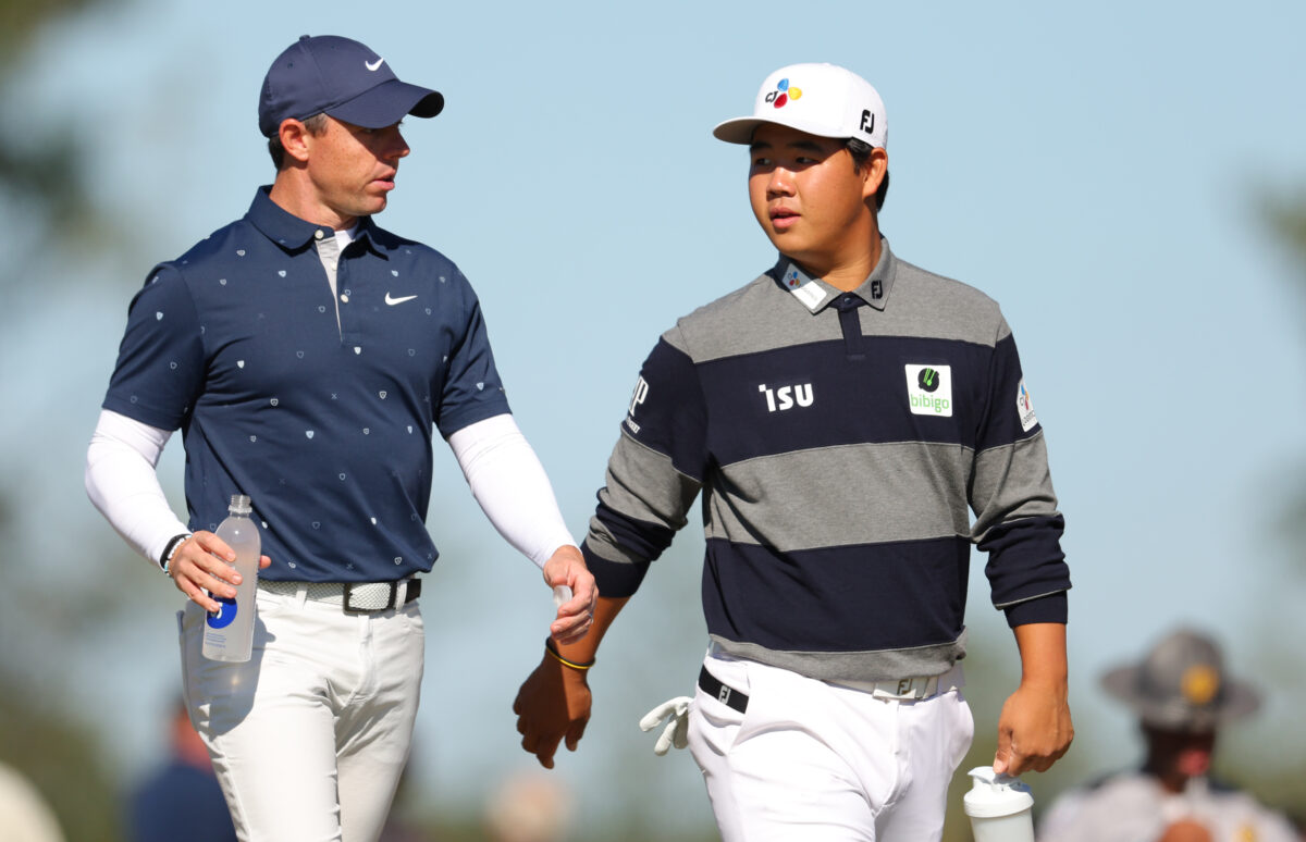 Tom Kim makes strong first impression on Rory McIlroy, who promises: ‘When you turn 21 and win your next PGA Tour event I’m going to bring you out for a few drinks’