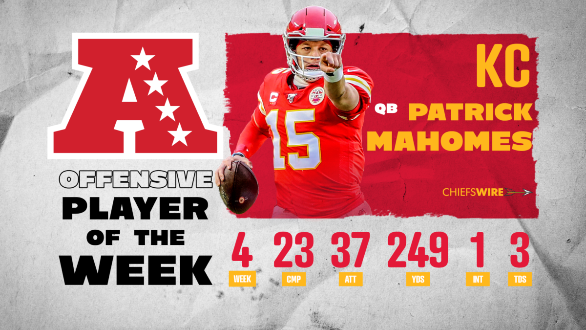 Chiefs QB Patrick Mahomes named AFC Offensive Player of the Week for Week 4