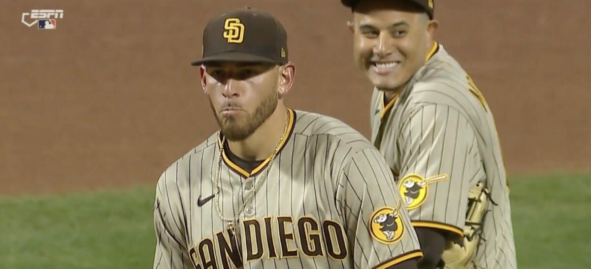 Manny Machado had the cheekiest reaction after Joe Musgrove’s ear was checked for illegal substances