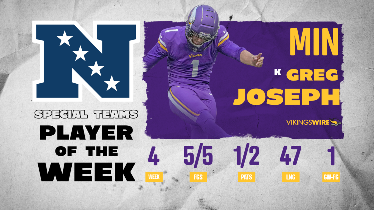 Greg Joseph named NFC Special Teams Player of the Week