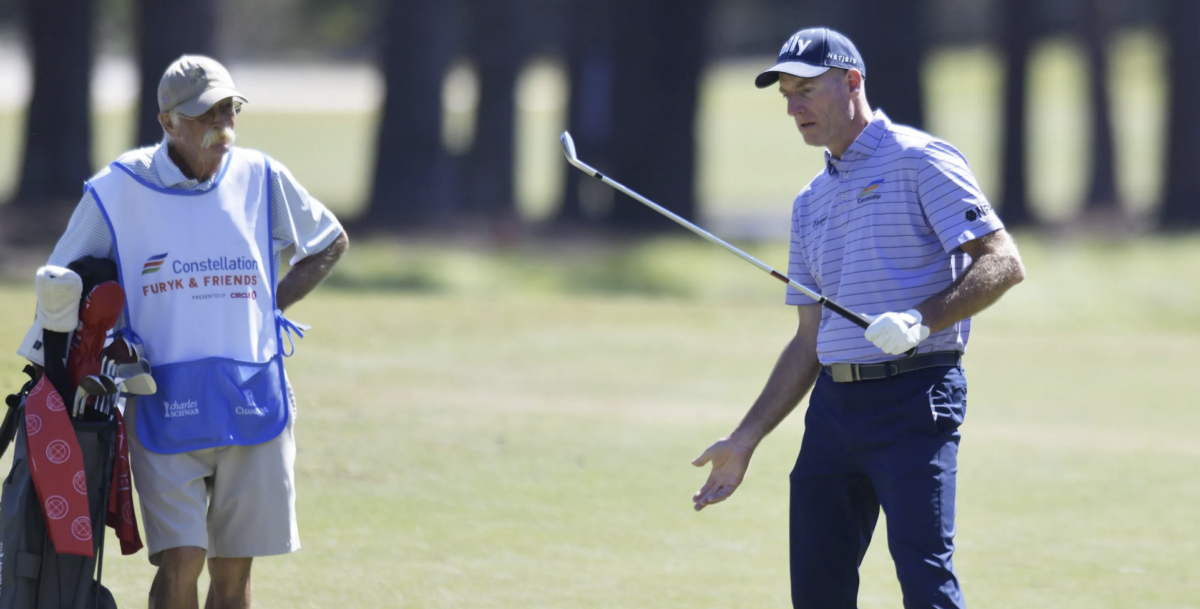 Hosting duties aside, Jim Furyk found the time to grab a share of the lead in Constellation Furyk & Friends