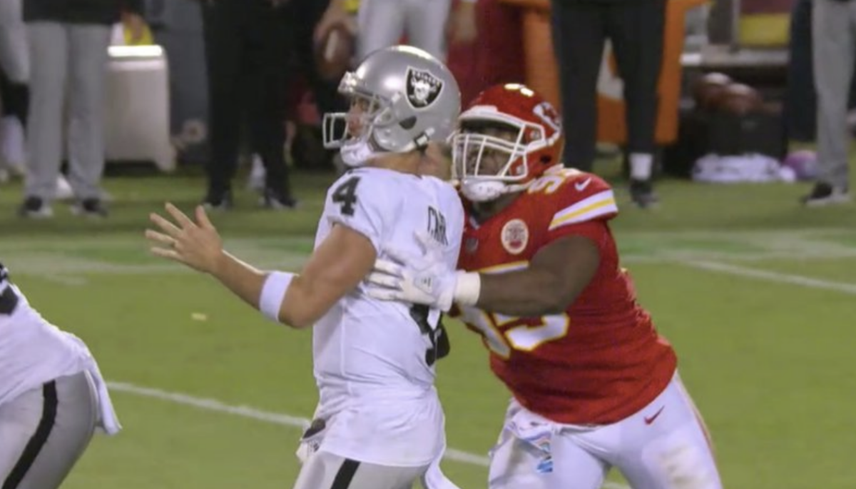 NFL fans were livid after a Chris Jones strip-sack was wiped out by an awful roughing-the-passer call