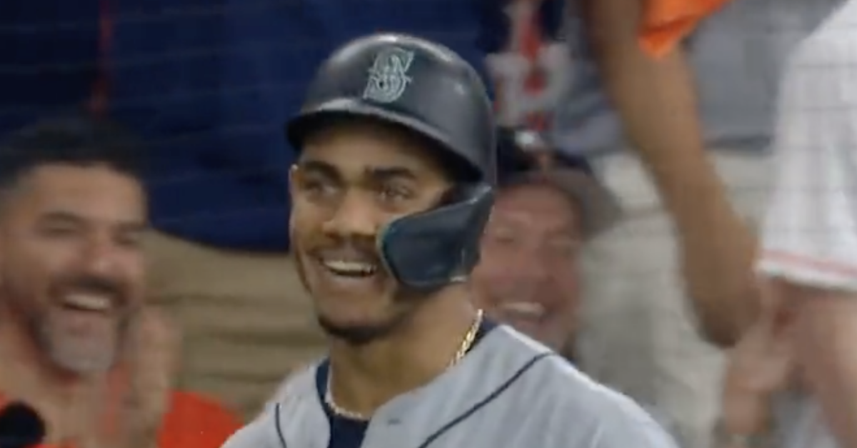 Julio Rodriguez couldn’t help but laugh after Jose Altuve’s incredible jumping throw in the ALDS