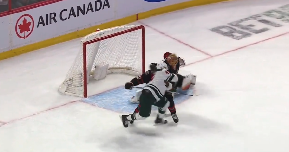 Wild’s Kirill Kaprizov contorted himself around a defender for a stunning deflection goal