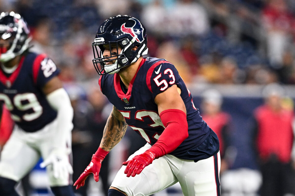 Texans LB Blake Cashman out with head injury against the Chargers