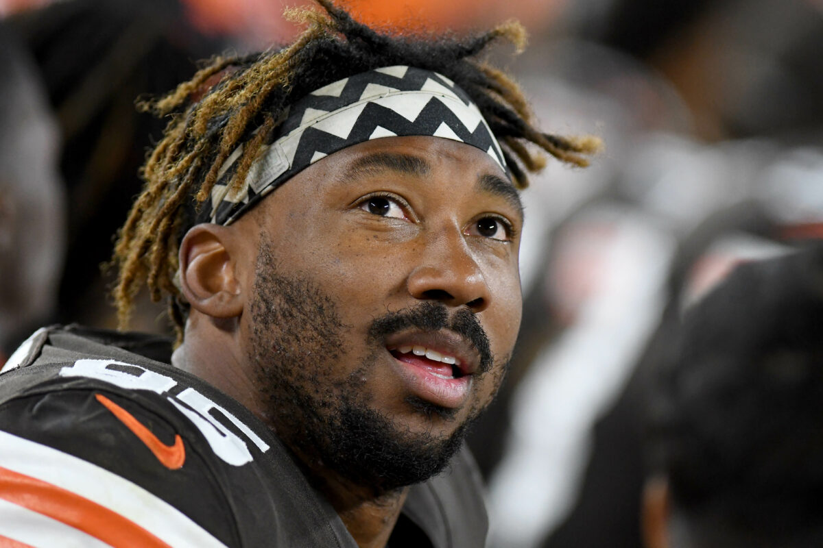 Myles Garrett not on injury report, back to practice as Chargers approach