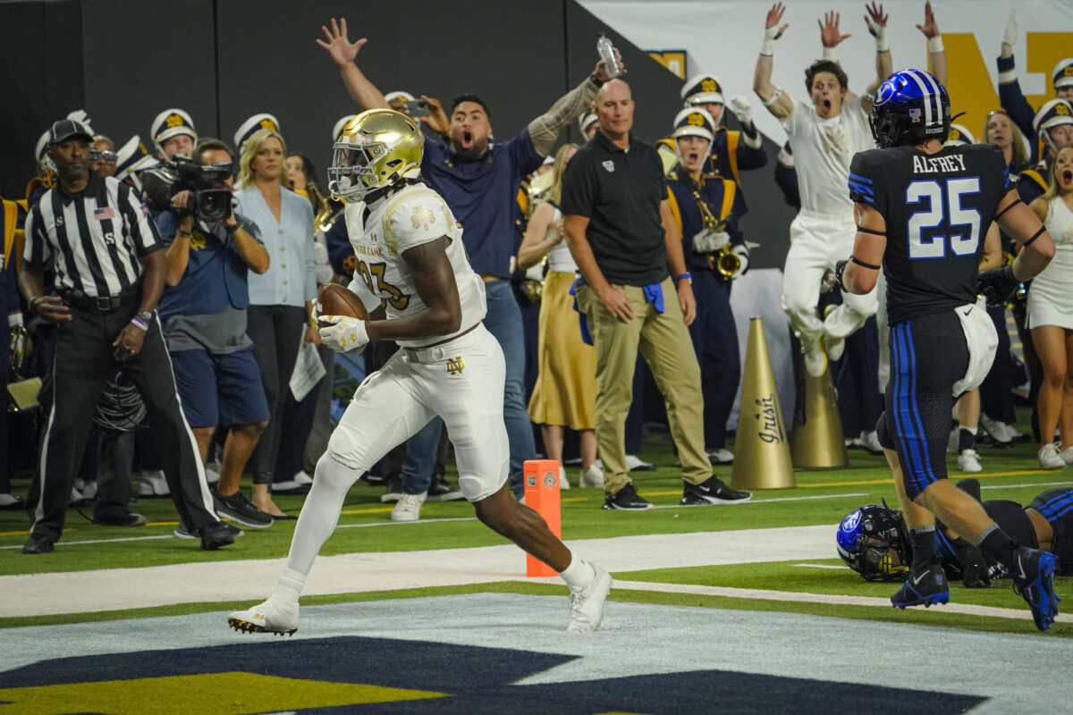 Twitter reacts to Notre Dame’s Jayden Thomas’ first college touchdown