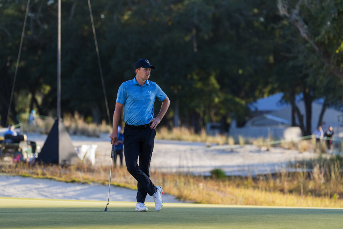 Jordan Spieth tried the classic two-foot backhand clean-up putt — it didn’t go as planned at the CJ Cup
