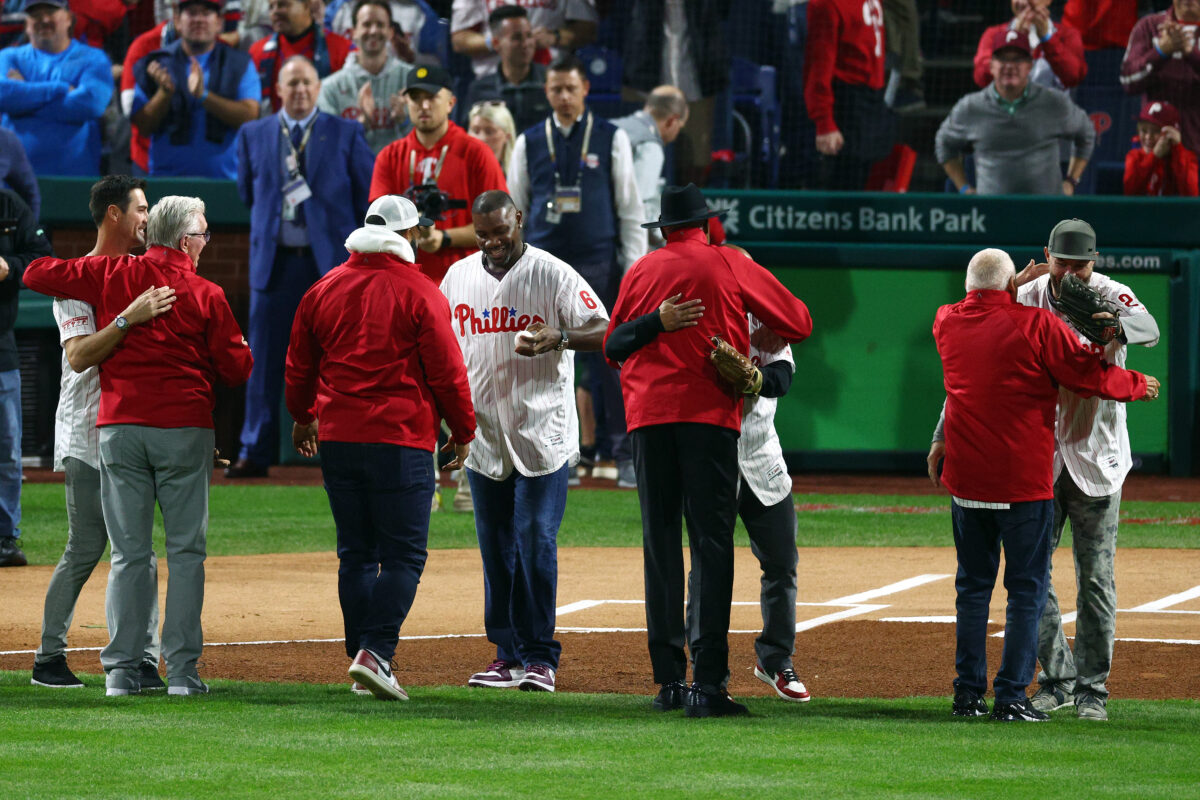 Watch: Eagles’ Brandon Graham among legends to throw out first pitch for Game 3 of World Series