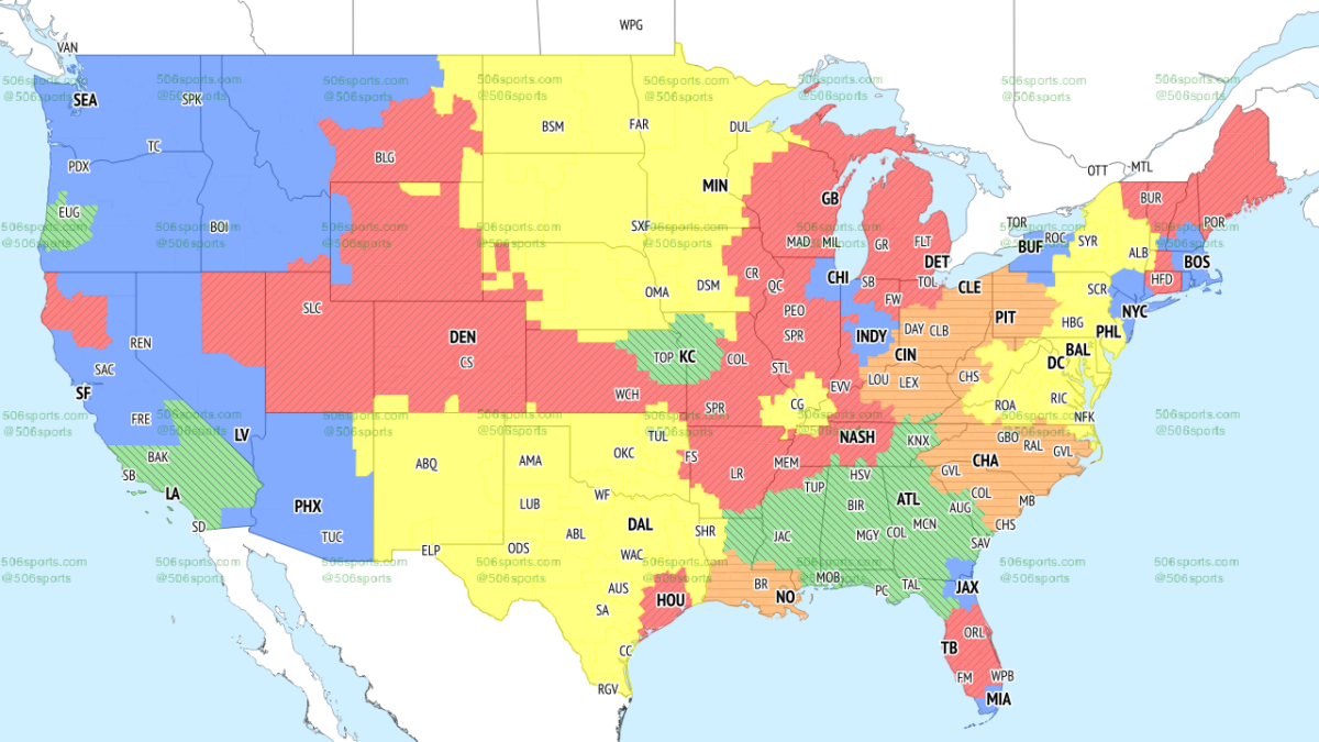 NFL TV broadcast maps Week 9
