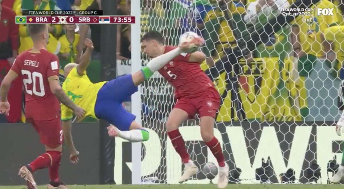Richarlison de Andrade’s stunning bicycle kick goal for Brazil is the World Cup’s best yet