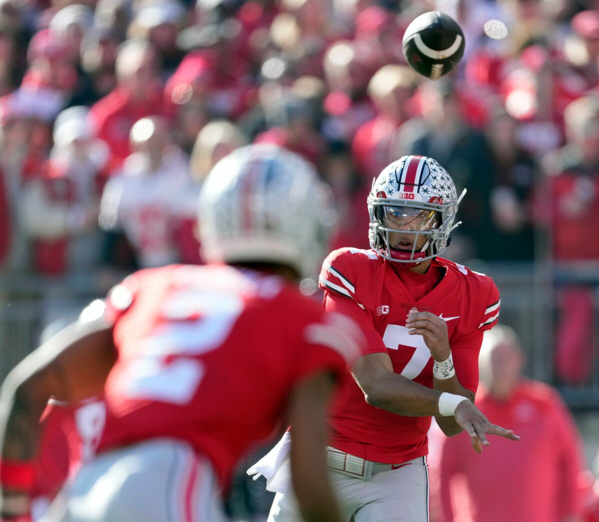 ESPN updates its College Football Power Rankings after Rivalry Week. Has Ohio State falling behind two-loss SEC team.