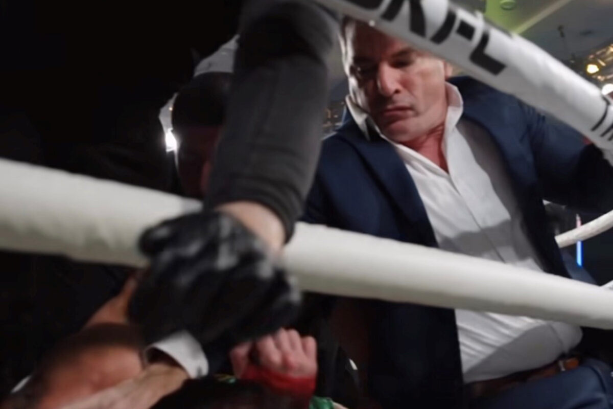 VIDEO: BKFC president David Feldman takes down fighter to help break up brawl after DQ stoppage