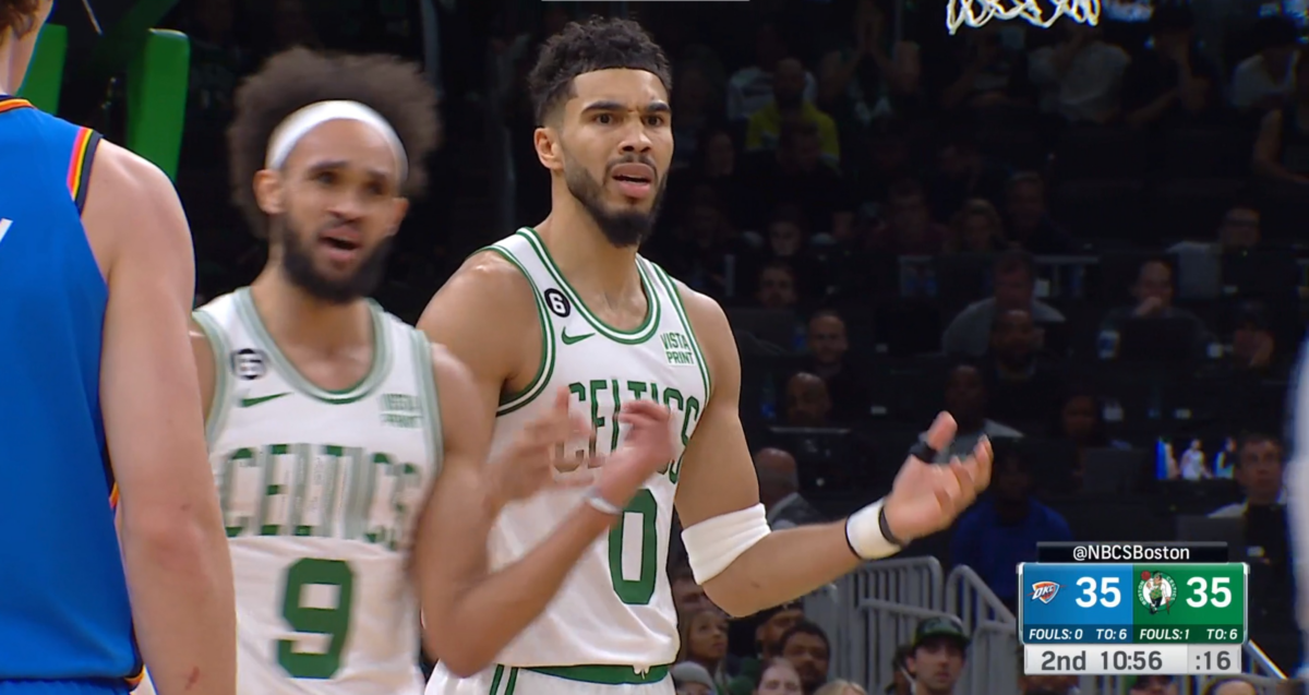 Jayson Tatum was called for a technical foul so dumb that even Kevin Durant had to laugh about it
