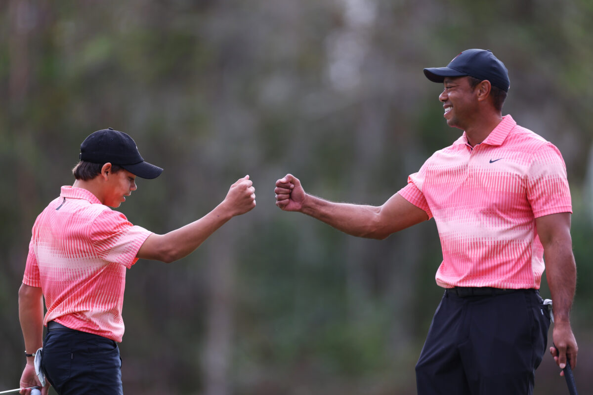 Tiger Woods and son Charlie, ‘Team Ice Bath,’ trail by two heading into final round of PNC Championship