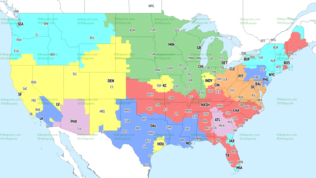 TV broadcast map for Bears vs. Lions in Week 17
