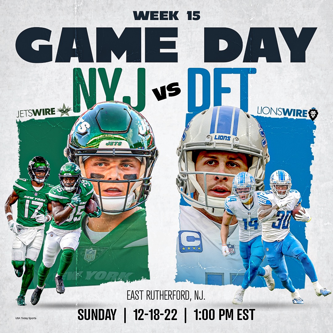 Jets vs. Lions game and viewing information for Week 15