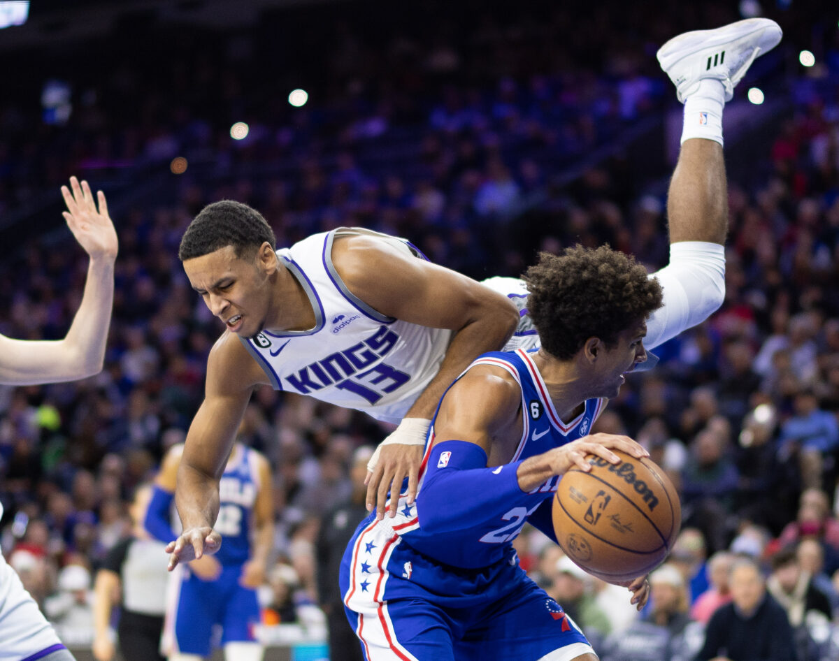 Matisse Thybulle reacts to his offensive success in win over Kings