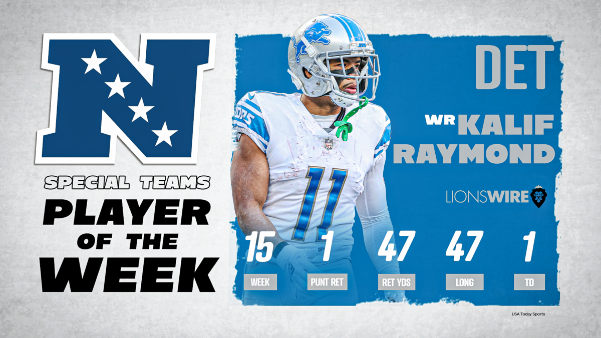 Kalif Raymond wins NFC Special Teams Player of the Week