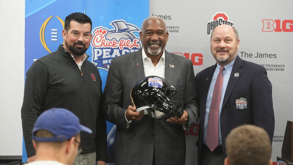 Ryan Day, Gene Smith, and Chick-fil-A Peach Bowl president, Gary Stokan, talk Ohio State in the CFP