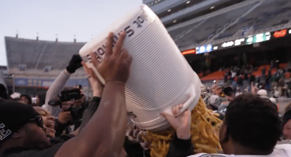 Eastern Michigan coach got a hilarious french fry bath after team’s historic Potato Bowl win
