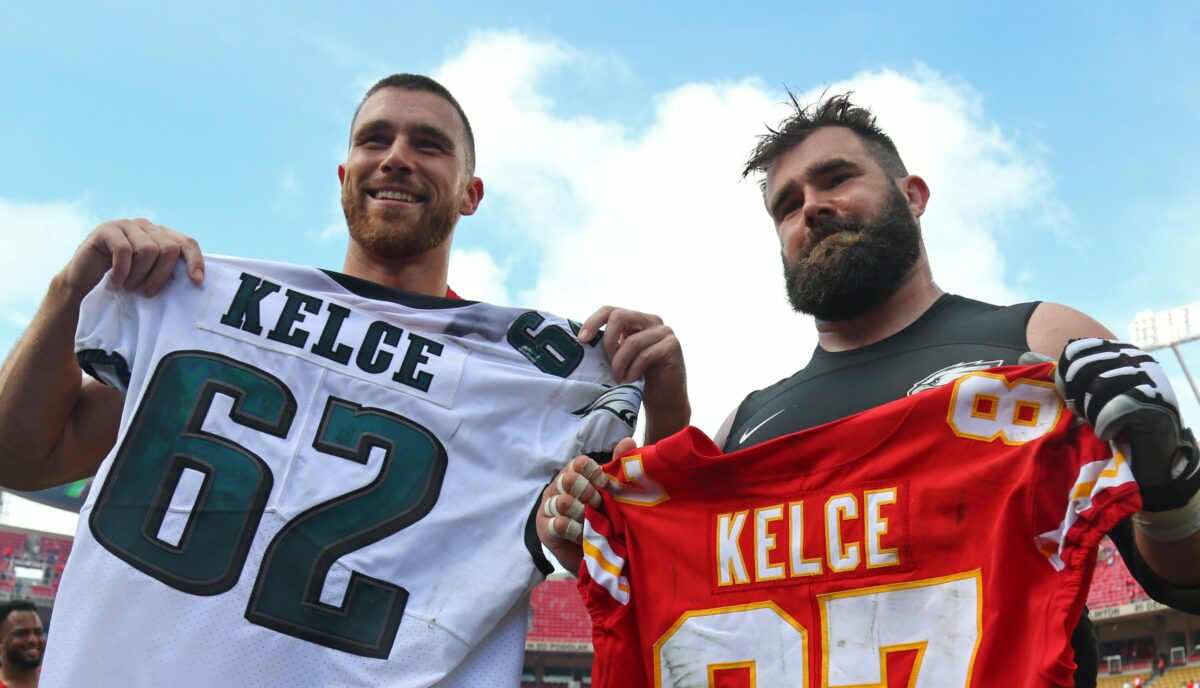 Travis Kelce was overjoyed for his mom as he got set to face his brother Jason in Super Bowl 57