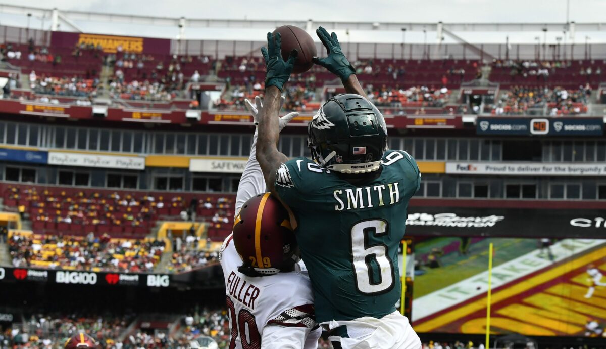 DeVonta Smith tied for most receptions in a season by an Eagles receiver