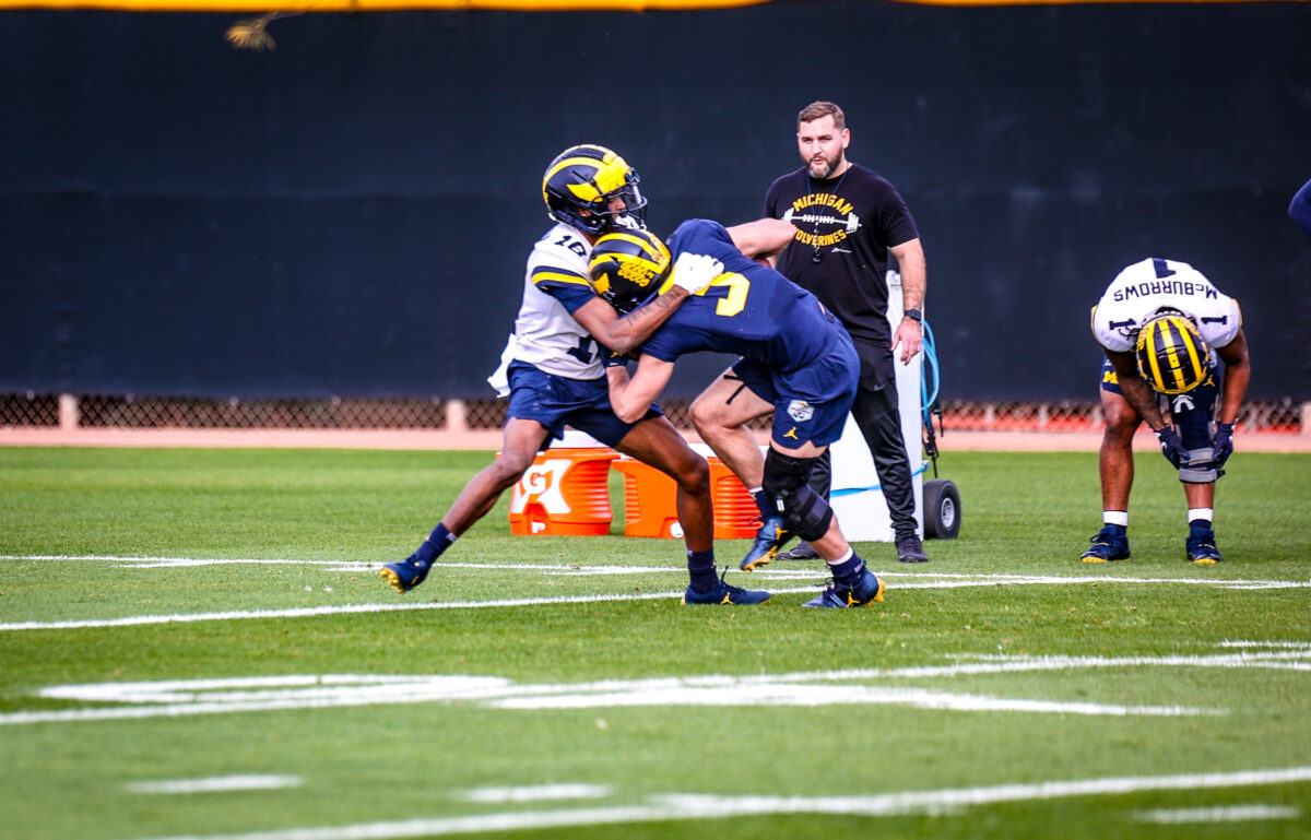 LOOK: Michigan football early-enrollee with a pick-six in practice