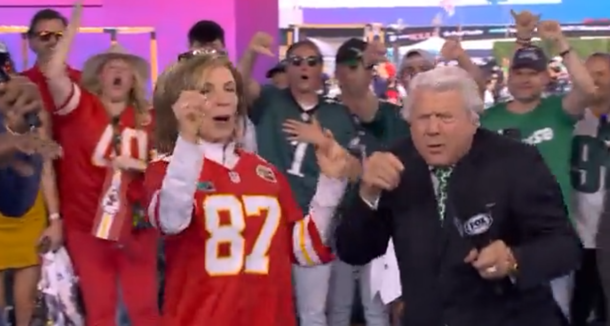 Jimmy Johnson hilariously danced with a Chiefs fan during FOX’s Super Bowl coverage