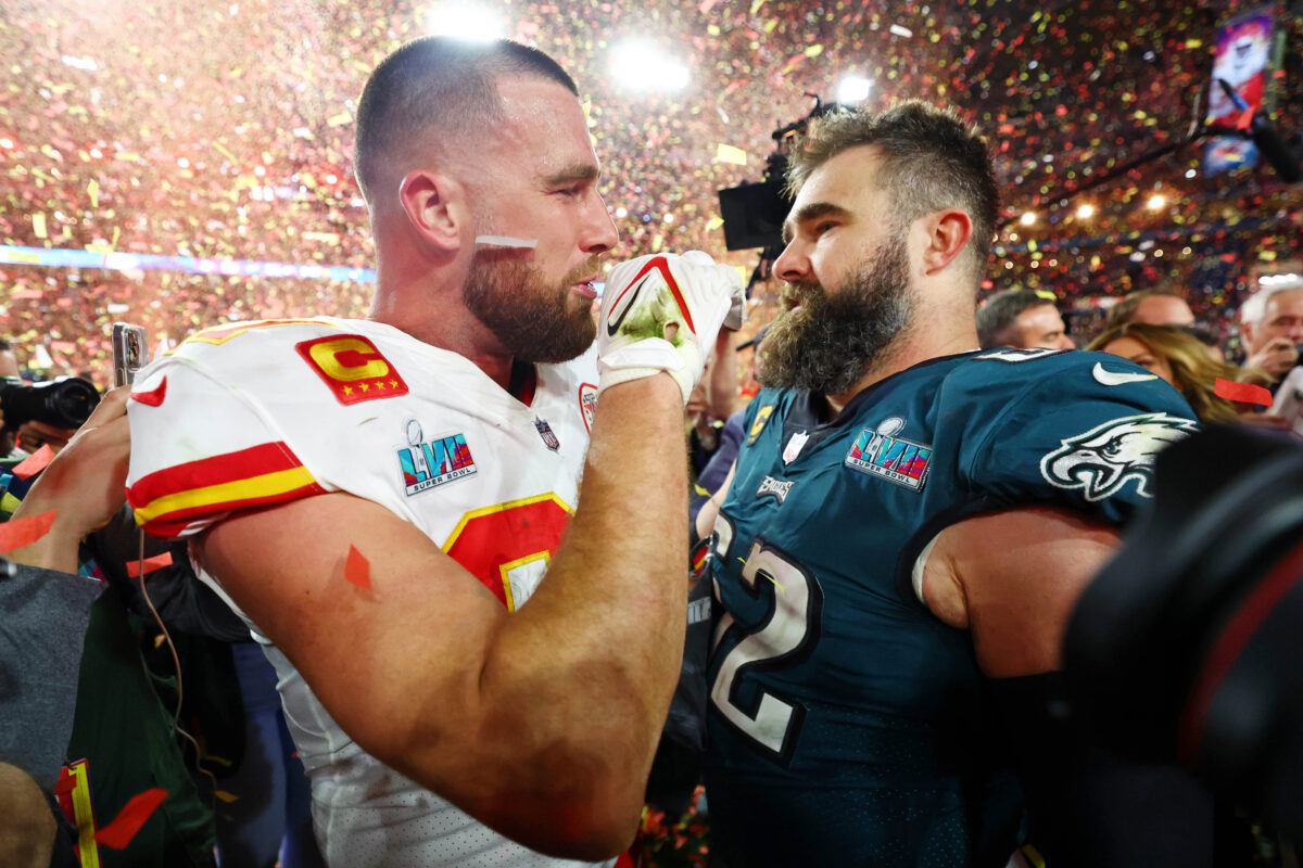 Jason Kelce stayed to watch Chiefs’ celebration, shared great moment with brother Travis