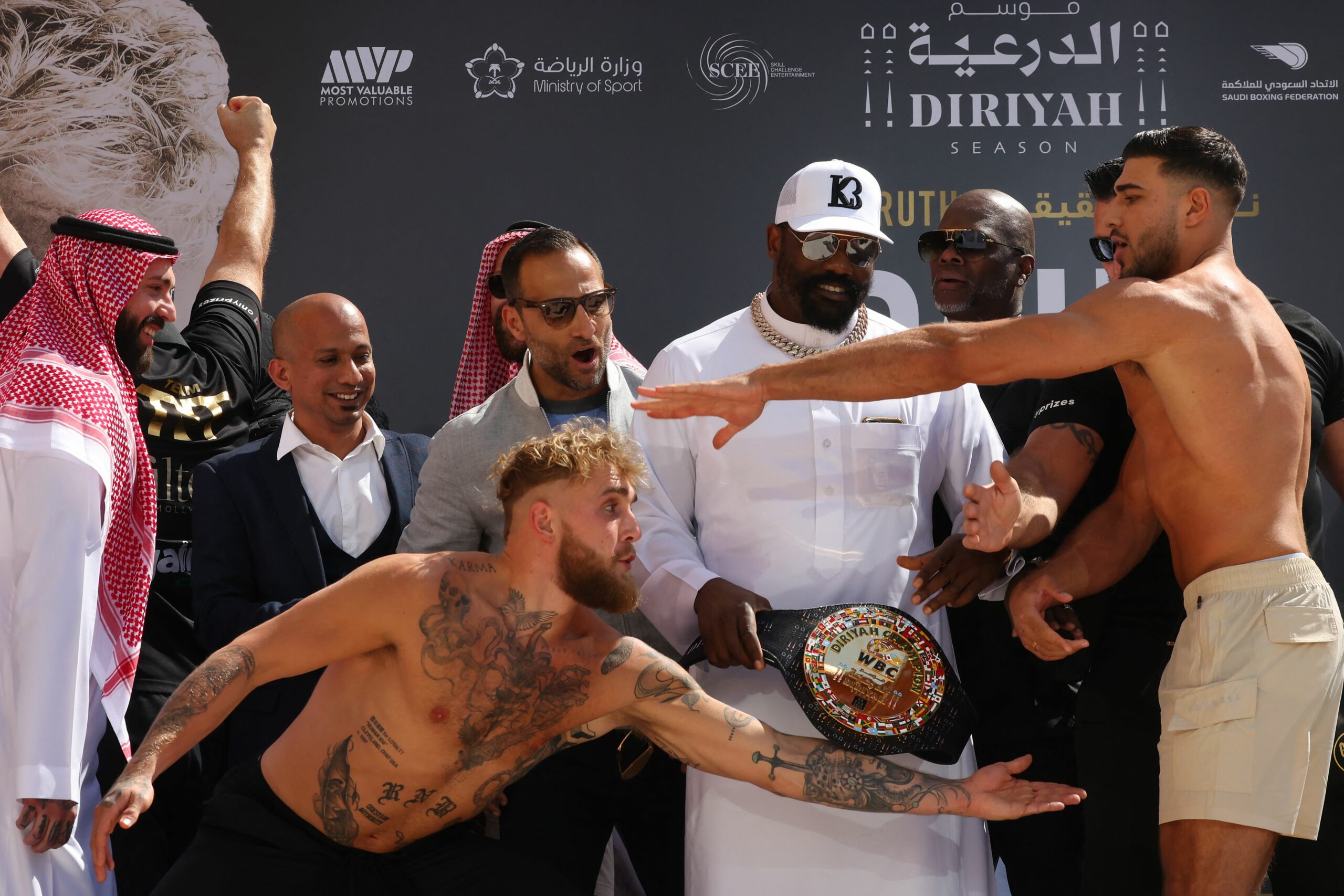 Photos: Jake Paul vs. Tommy Fury weigh-in from Saudi Arabia