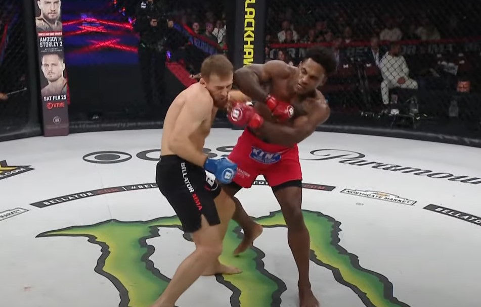 Bellator 290 video: Lorenz Larkin flattens Mukhamed Berkhamov with vicious elbow shot